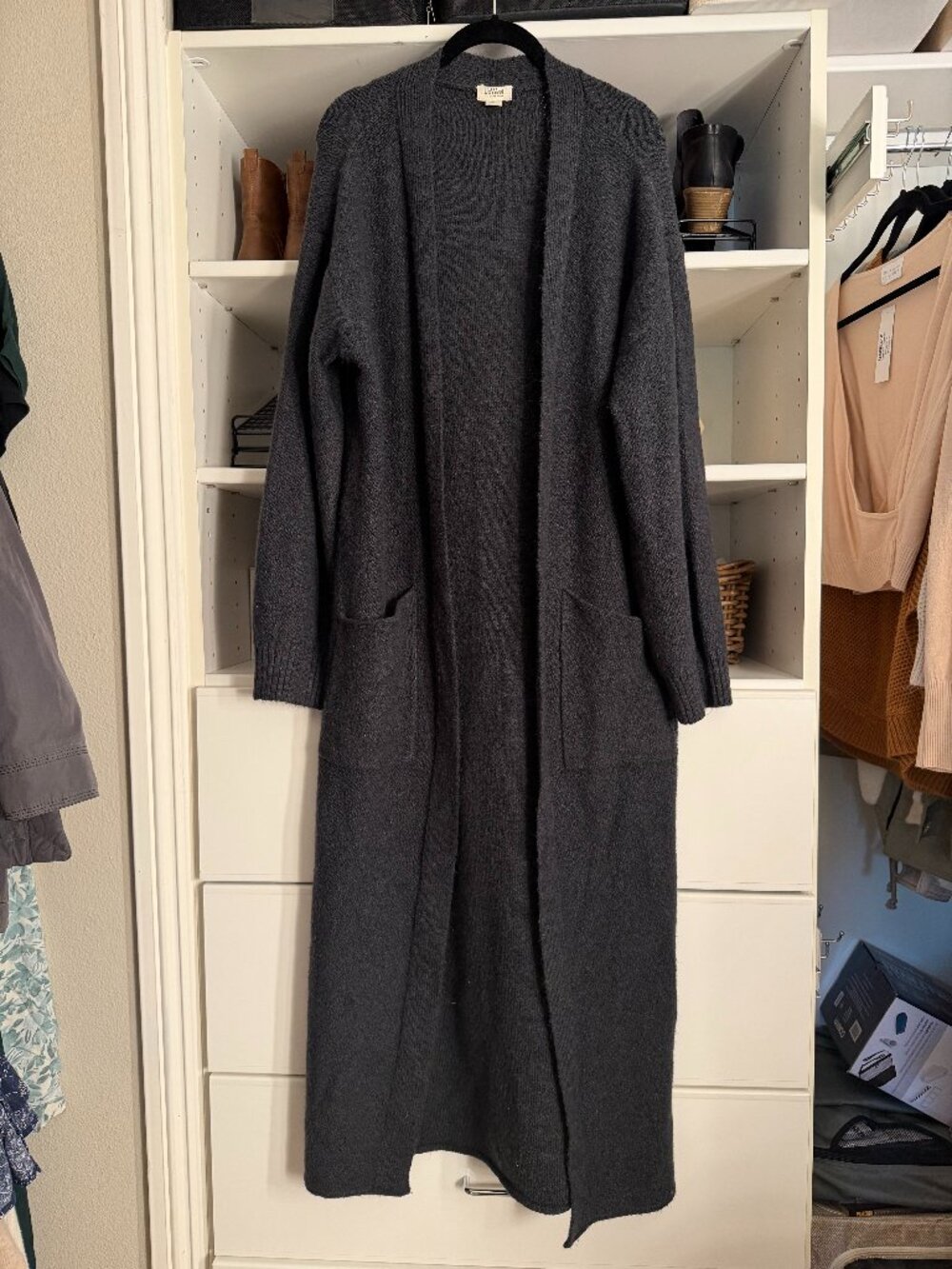 UpWest Charcoal Long Open Front Duster Cardigan Size Medium